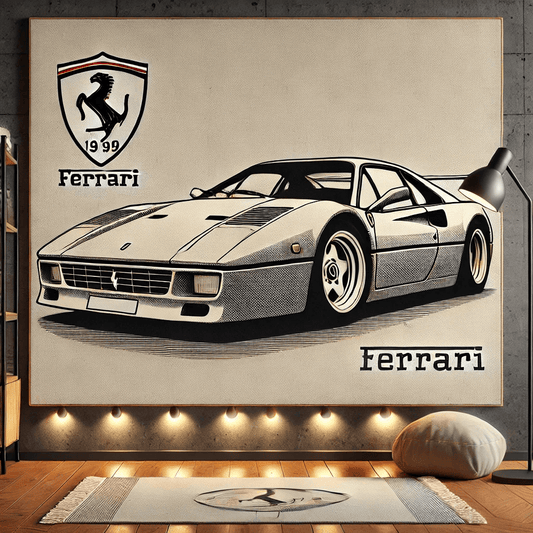 Classic Car Wall Art Rug- Timeless Automotive Decor Inspired by Ferrari