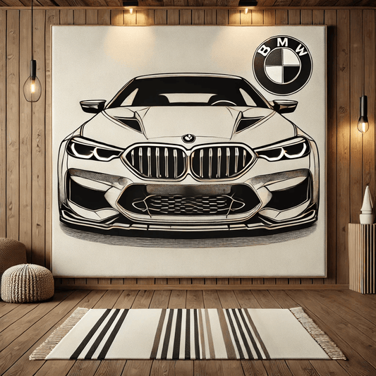 Modern Sports Car Wall Art Rug Inspired by BMW