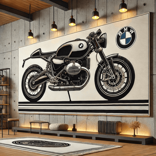 Motorcycle Wall Art Rug Inspired by BMW
