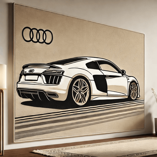 Modern Sports Car Wall Art Rug Inspired by Audi