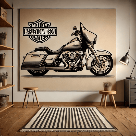 Motorcycle Wall Art Rug Inspired by Harley Davidson