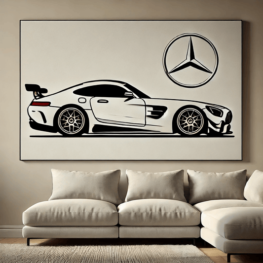 Modern Sports Car Wall Art Rug Inspired by Mercedes