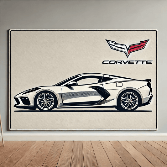 Modern Sports Car Wall Art Rug Inspired by Chevrolet