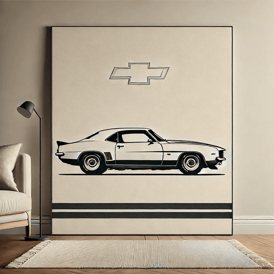 Classic Car Wall Art Rug- Timeless Automotive Decor Inspired by Chevrolet