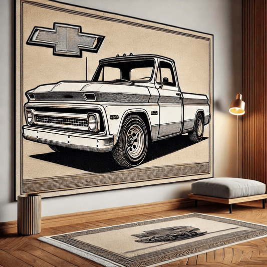Classic Car Wall Art Rug- Timeless Automotive Decor Inspired by Chevrolet