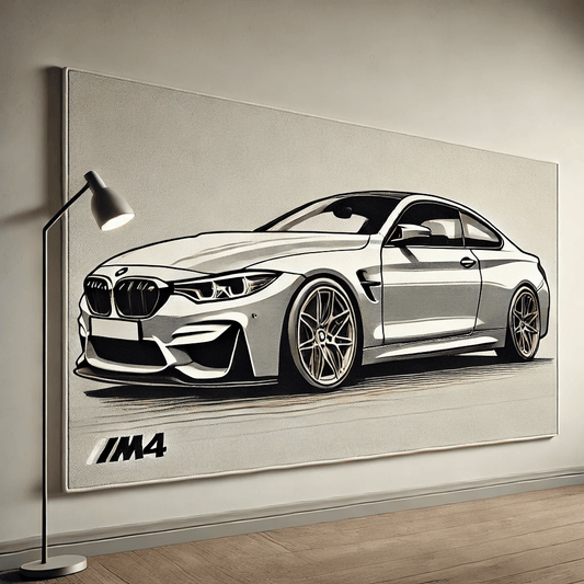 Modern Sports Car Wall Art Rug Inspired by BMW