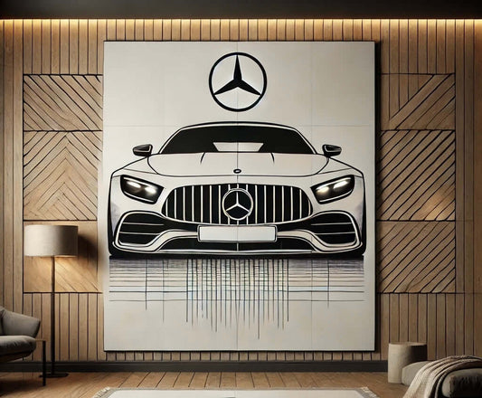 Modern Sports Car Wall Art Rug Inspired by Mercedes