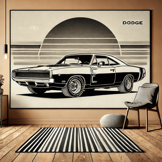 Classic Car Wall Art Rug- Timeless Automotive Decor Inspired by Dodge