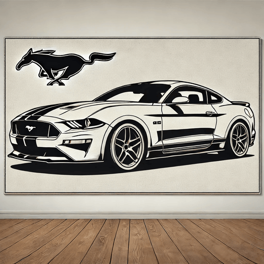 Modern Sports Car Wall Art Rug Inspired by Ford