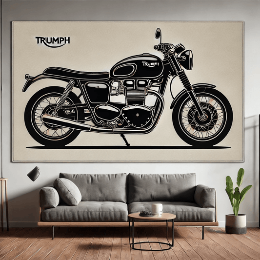 Motorcycle Wall Art Rug Inspired by Triumph