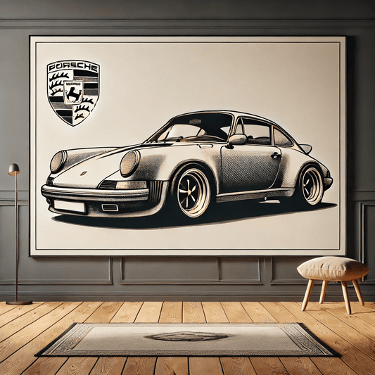 Classic Car Wall Art Rug- Timeless Automotive Decor Inspired by Porsche