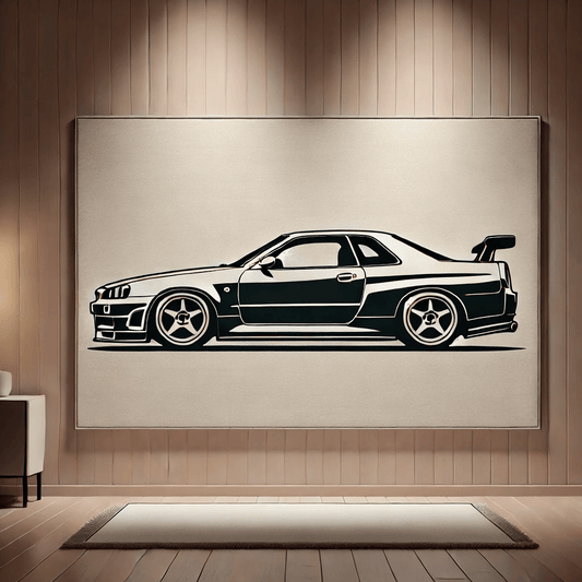Modern Sports Car Wall Art Rug Inspired by Nissan