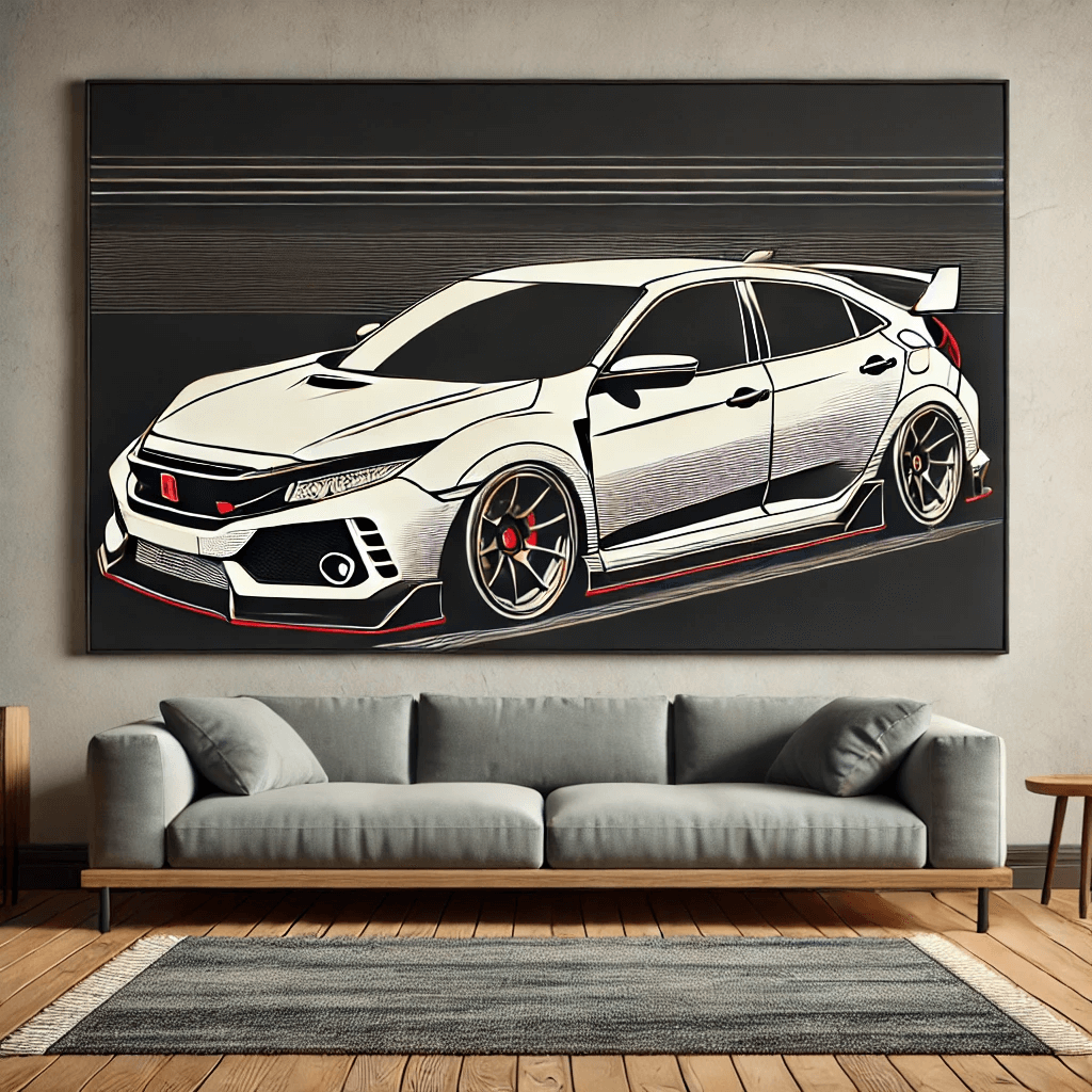 Tuner Car Wall Art Rug- High Performance Decor for Enthusiasts Inspired by Honda