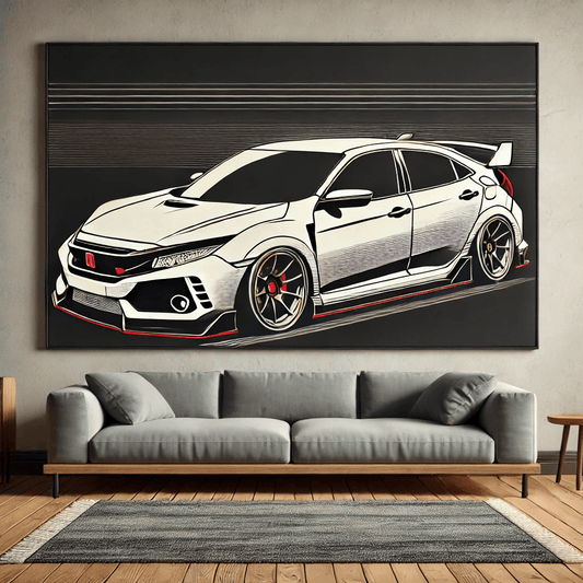Tuner Car Wall Art Rug- High Performance Decor for Enthusiasts Inspired by Honda