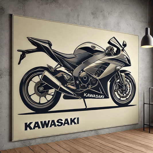 Motorcycle Wall Art Rug Inspired by Kawasaki