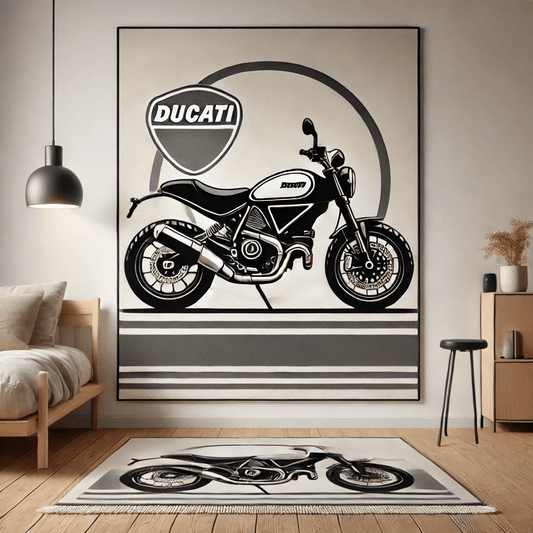 Motorcycle Wall Art Rug Inspired by Ducati