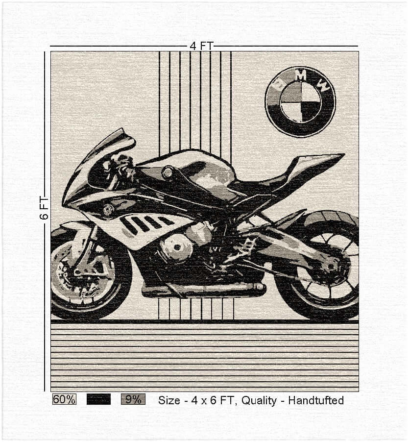 Motorcycle Wall Art Rug Inspired by BMW