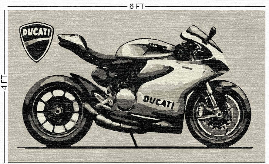 Motorcycle Wall Art Rug Inspired by Ducati