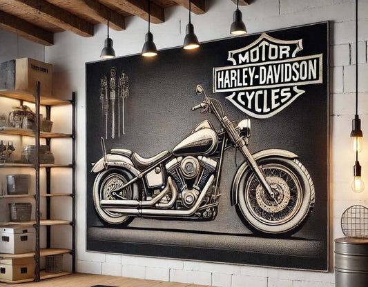 Motorcycle Wall Art Rug Inspired by Harley Davidson