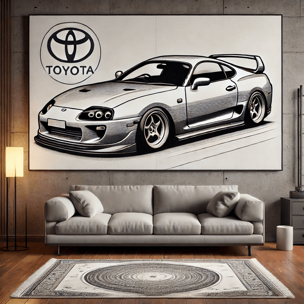 Tuner Car Wall Art Rug- High Performance Decor for Enthusiasts Inspired by Toyota