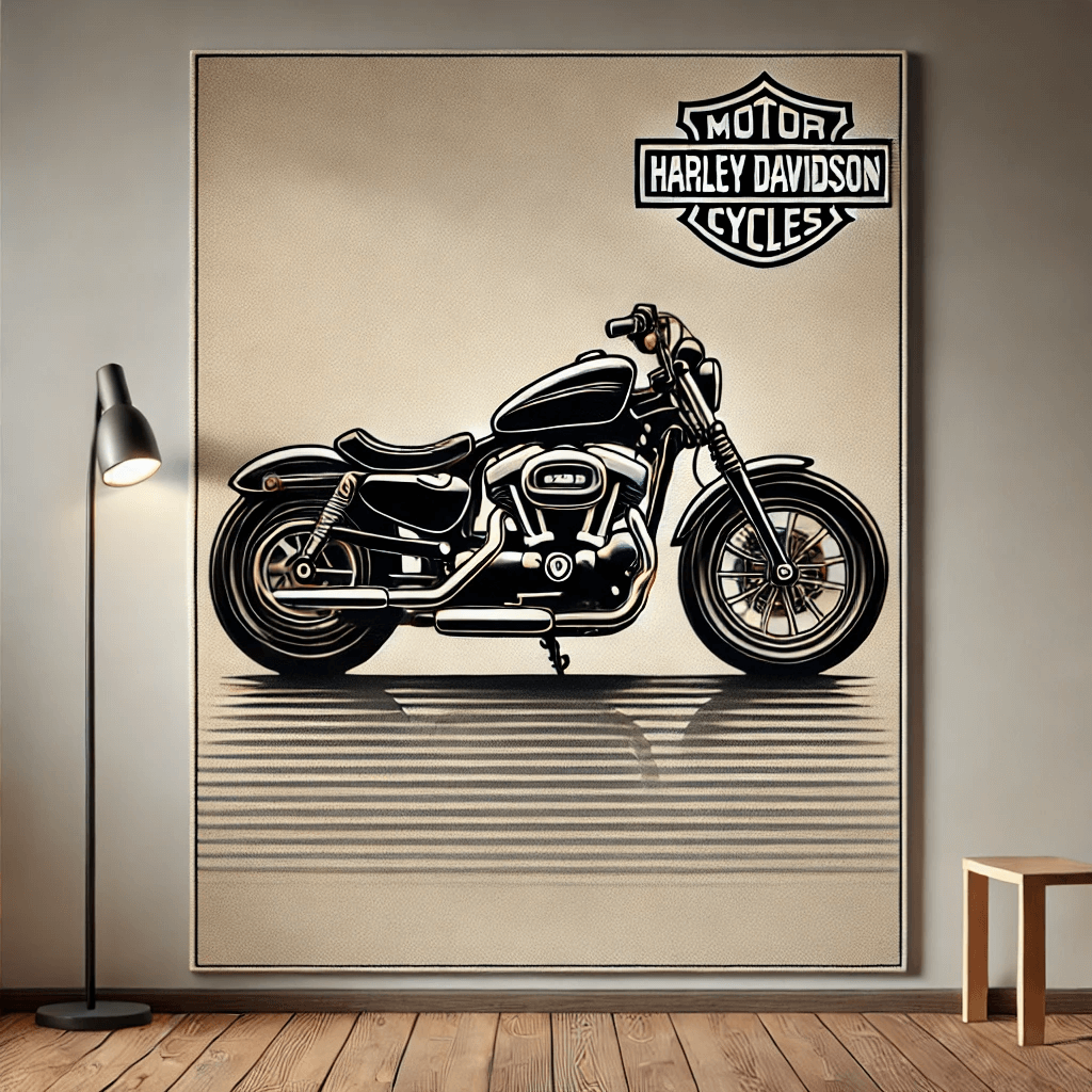 Motorcycle Wall Art Rug Inspired by Harley Davidson