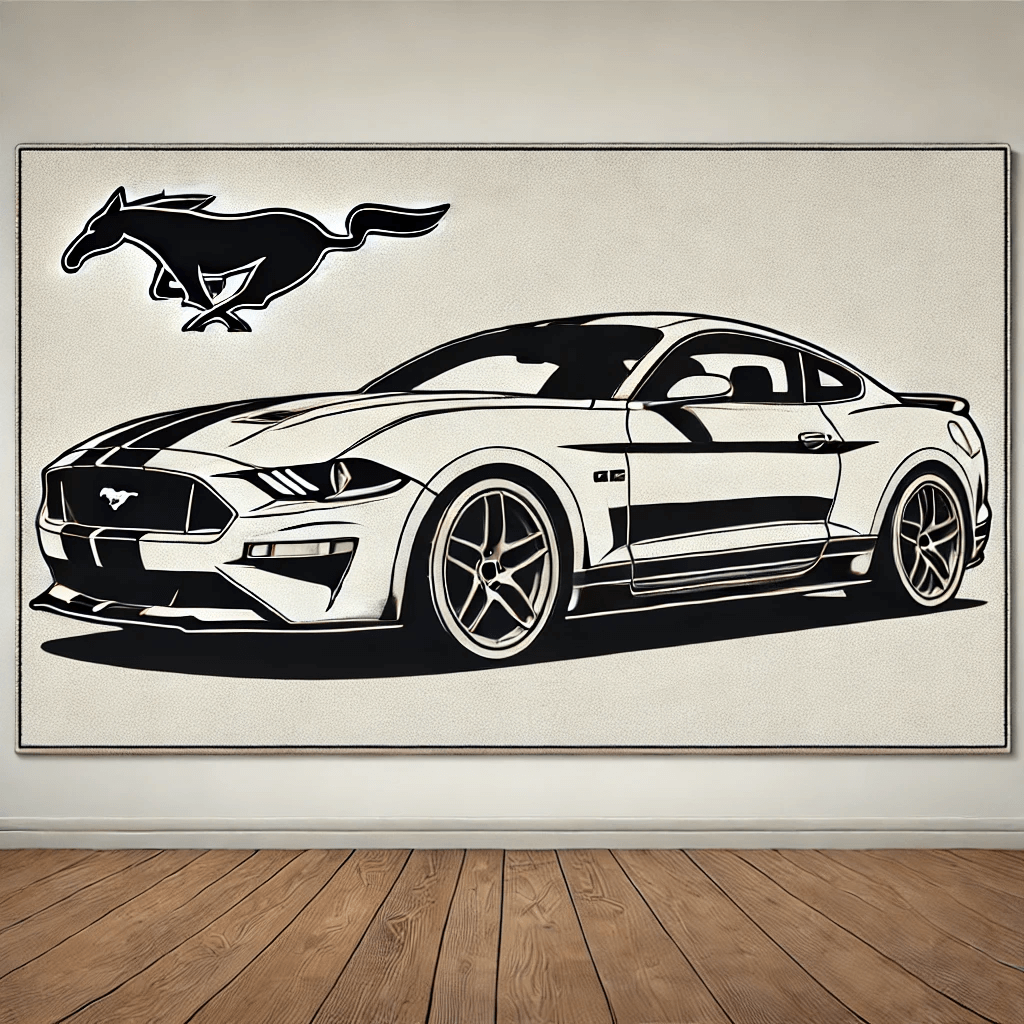 Modern Sports Car Wall Art Rug Inspired by Ford