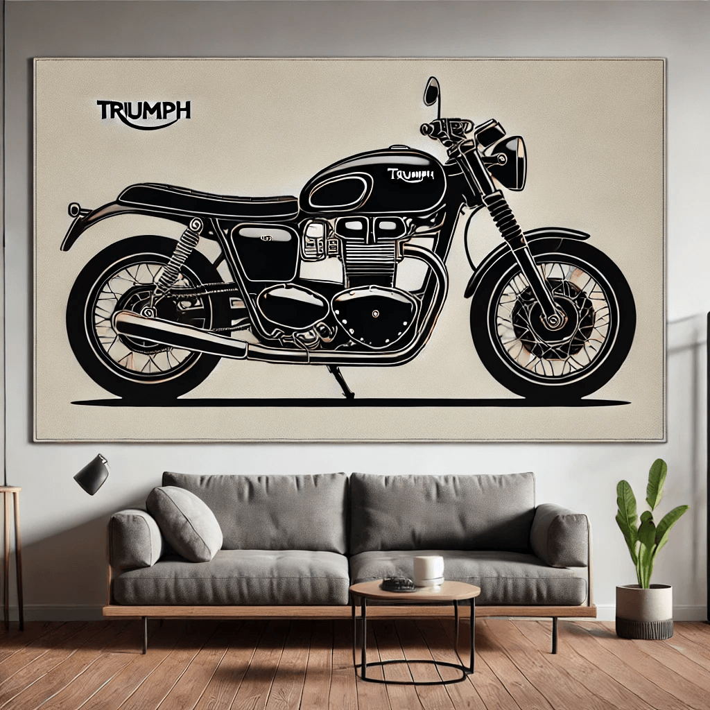 Motorcycle Wall Art Rug Inspired by Triumph