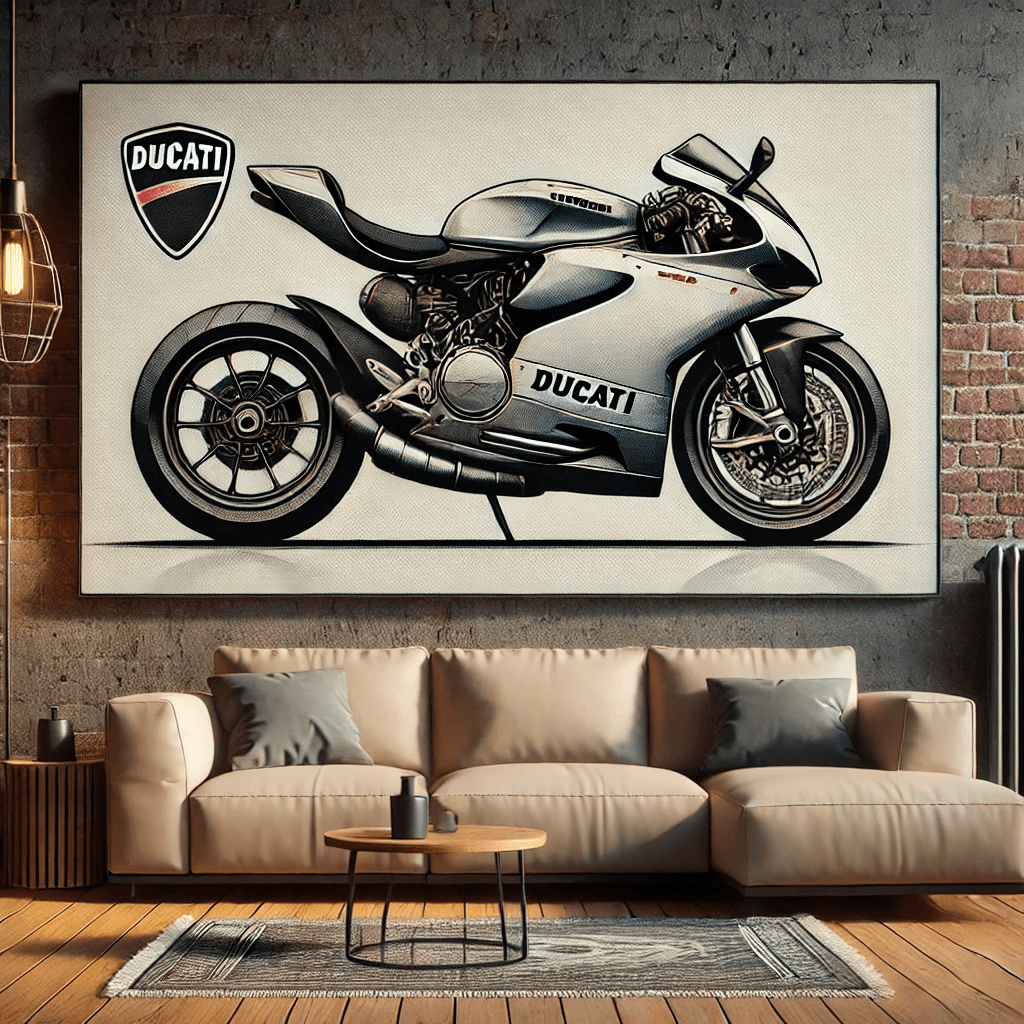 Motorcycle Wall Art Rug Inspired by Ducati
